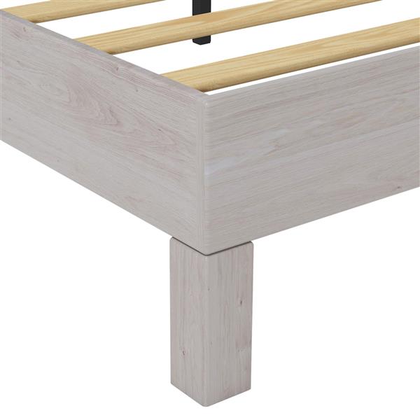 Queen Bed Frame, Wood with Wood Headboard Bed Frame with upholstered headboard /  Wood Foundation with Wood Slat Support / No Box Spring Needed / Easy Assembly