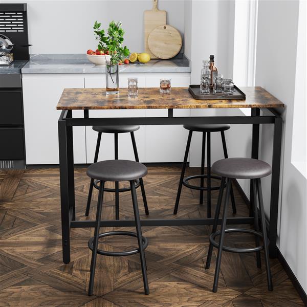 5-Piece Kitchen Counter Height Table Set, Bar Table with 4 Stools