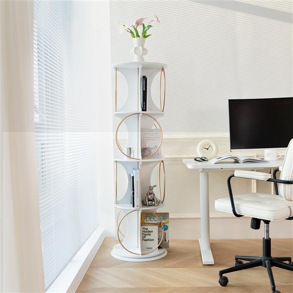 Display Shelf,4 Tier Floor Standing Organizer,Modern Style,360°Rotation,Stable and Solid,Holds Books and Displays,Suitable for Living Room and Bedroom