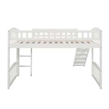 Twin size Loft Bed with Slide and Ladder, White