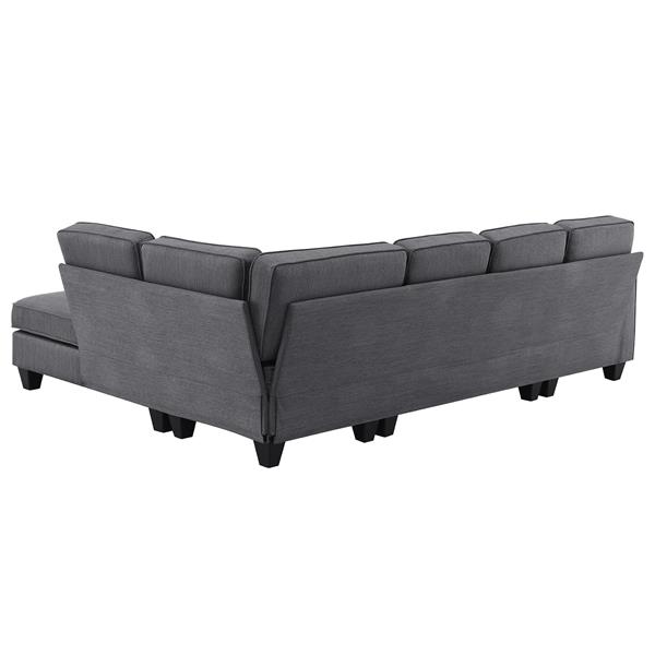 [VIDEO provided] [New] 104.3*78.7" Modern L-shaped Sectional Sofa,7-seat Linen Fabric Couch Set with Chaise Lounge and Convertible Ottoman for Living Room,Apartment,Office,3 Colors