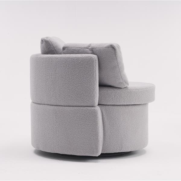 Fabric Swivel And Storage Chair With Back Cushion For Living Room,Light Gray