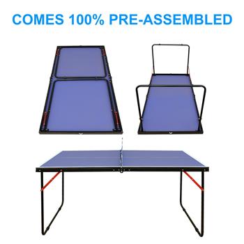 Table Tennis Table Foldable & Portable Ping Pong Table Set with Net and 2 Ping Pong Paddles for Indoor Outdoor Game