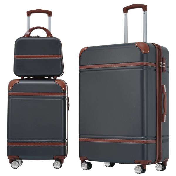 Hardshell Luggage Sets 3 Pieces 20"+28" Luggages and Cosmetic Case Spinner Suitcase with TSA Lock  Lightweight