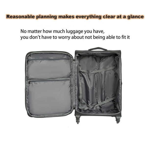 Softside Luggage Expandable 3 Piece Set Suitcase Upright Spinner Softshell Lightweight Luggage Travel Set  20inch 24inch 28inch