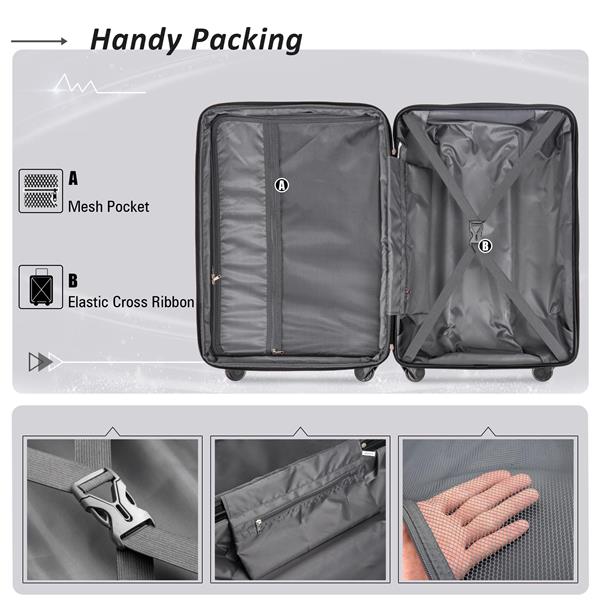 Expanable Spinner Wheel 2 Piece Luggage Set ABS Lightweight Suitcase with TSA Lock 20inch+28inch