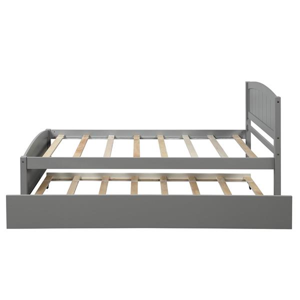 Twin size Platform Bed with Trundle, Gray