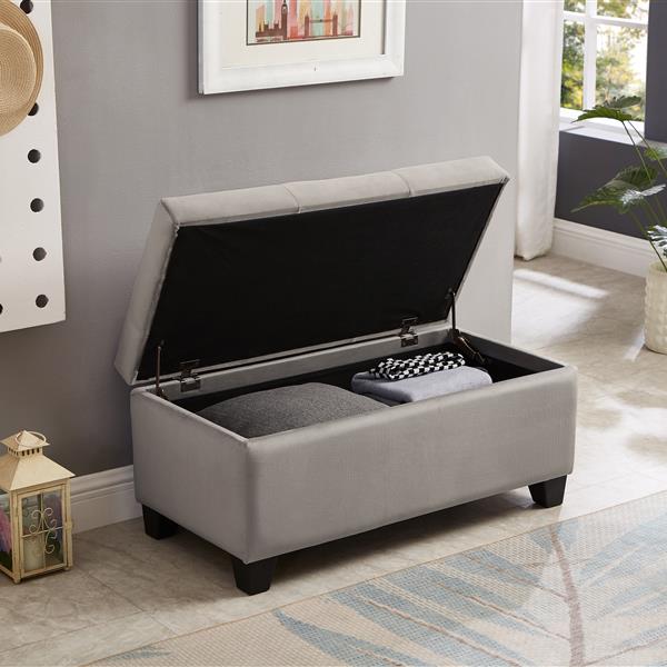 Upholstered Storage Rectangular bench for Entryway Bench,Bedroom End of Bed Bench Foot of Bed Bench Entryway.Charcoal Gray