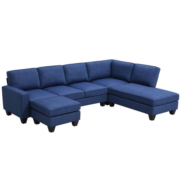 [VIDEO provided] [New] 104.3*78.7" Modern L-shaped Sectional Sofa,7-seat Linen Fabric Couch Set with Chaise Lounge and Convertible Ottoman for Living Room,Apartment,Office,3 Colors