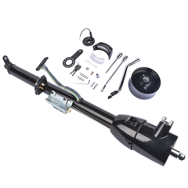 32" Black Stainless Automatic Tilt Steering Column Shift with Key, Adapter