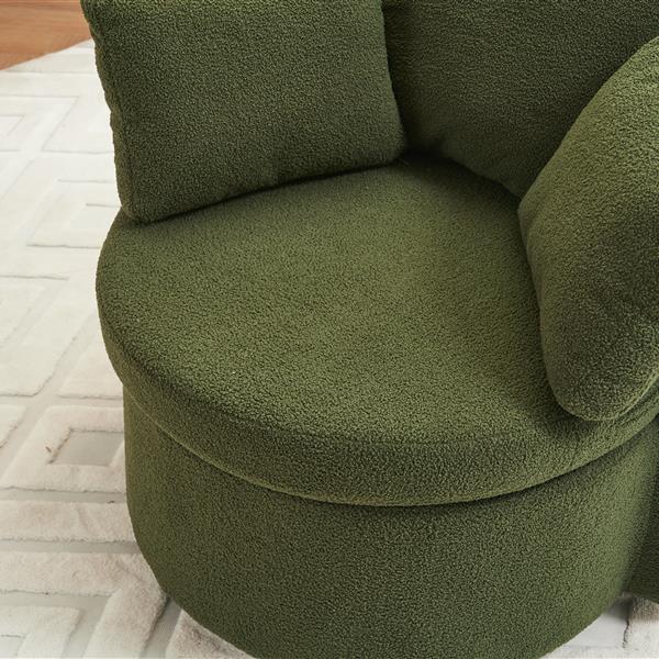 Fabric Swivel And Storage Chair With Back Cushion For Living Room,Green