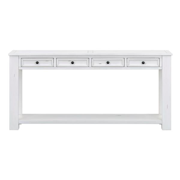 Console Table/Sofa Table with Storage Drawers and Bottom Shelf for Entryway Hallway(Antique White)