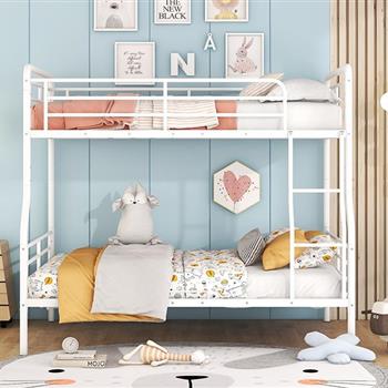 Full XL Over Queen Metal Bunk Bed, White