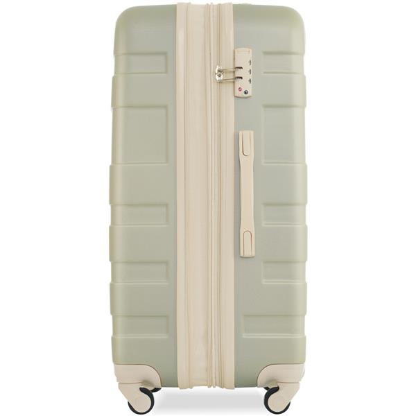 Luggage Sets New Model Expandable ABS Hardshell 3pcs Clearance Luggage Hardside Lightweight Durable Suitcase sets Spinner Wheels Suitcase with TSA Lock 20''24''28''( golden green amd beige)