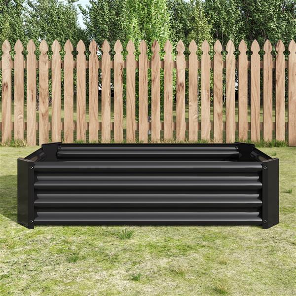 Metal Raised Garden Bed, Rectangle Raised Planter 4×2×1ft  for Flowers Plants, Vegetables Herb Veezyo Black