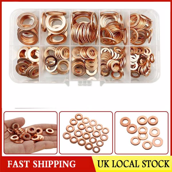 200Pcs Copper Washers Diesel Injector Washers Seal Assortment Set New UK