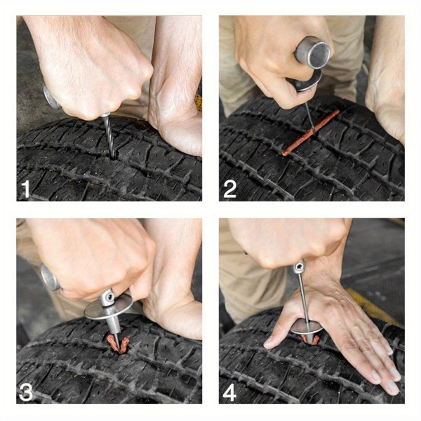 Universal heavy-duty tire repair kit | 58 piece set | Fixed perforations and plug surfaces | Perfect for cars, trucks, motorcycles, ATVs, jeeps, off-road vehicles, RVs, tractors(No shipments on weeken