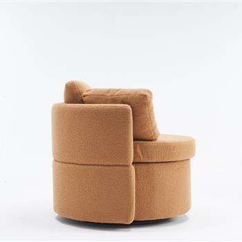 Fabric Swivel And Storage Chair With Back Cushion For Living Room,Khaki