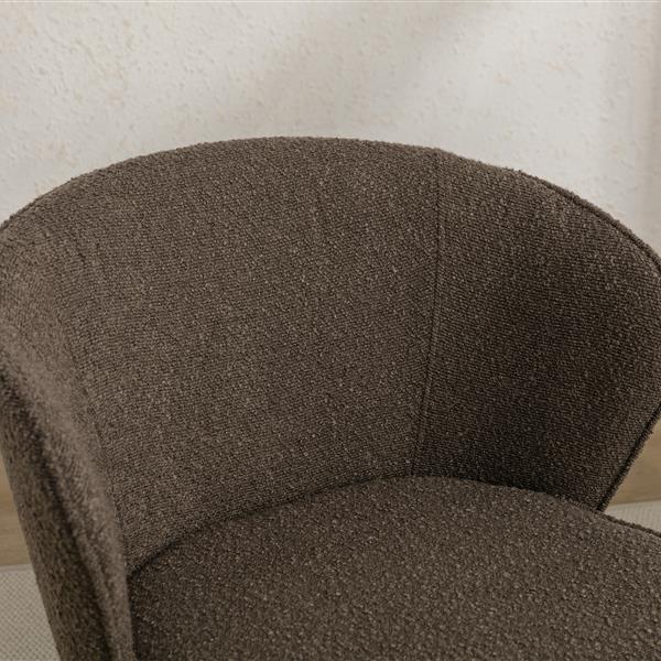 042-Set of 2 Boucle Fabric Dining Chairs With Black Metal Legs,Dark Brown