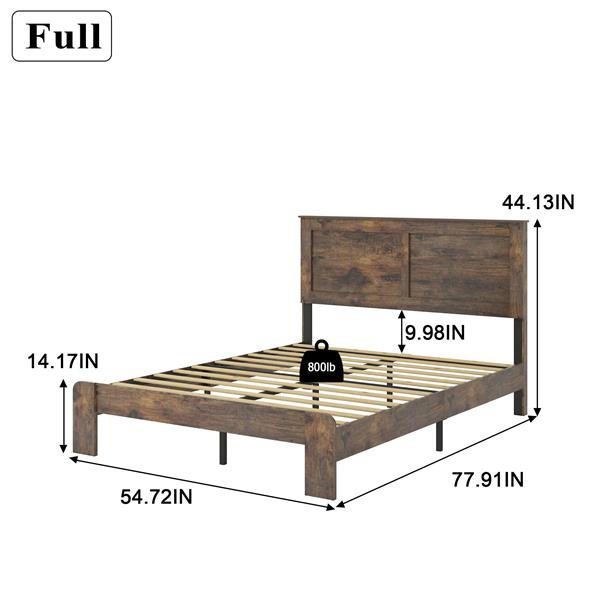 Bed Frame Full Size, Wood Platform Bed Frame , Noise Free,No Box Spring Needed and Easy Assembly Tool,Large Under Bed Storage,Dark Brown