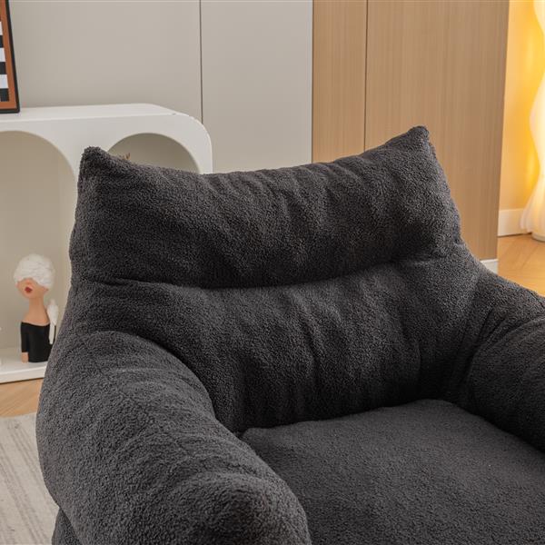 054-Large Size Teddy Fabric Bean Bag Chair Lazy Sofa Chair Sponge filling For Indoor,Dark Gray