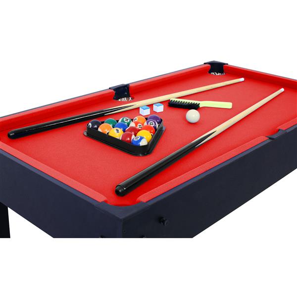 5-in-1 Multi-Game Table - Billiards, Push Hockey, Foosball, Ping Pong, and Basketball black/red