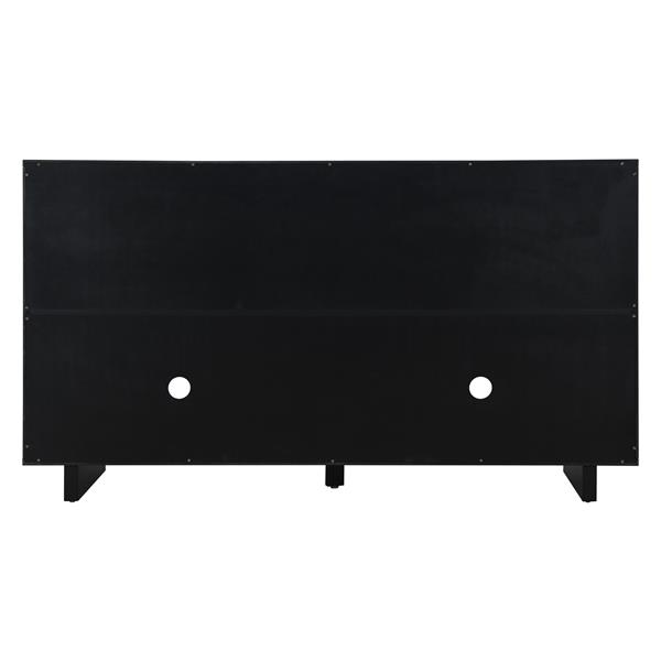 Modern Style Sideboard with Superior Storage Space, Hollow Door Design and 2 Adjustable Shelves for Living Room and Dining Room (Black)