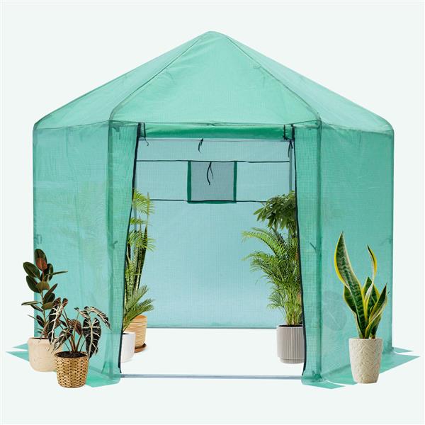 Walk-in Greenhouse Hexanal Upgrade Reinforced Frame Heavy Duty Plastic Greenhouse Reinforced Thickened Waterproof Insulation(9.2*8.1 ft)