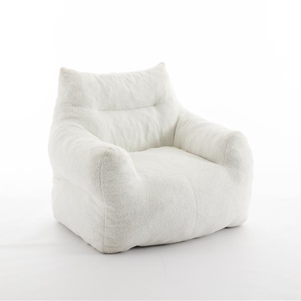 054-Large Size Teddy Fabric Bean Bag Chair Lazy Sofa Chair Sponge filling For Indoor,Ivory