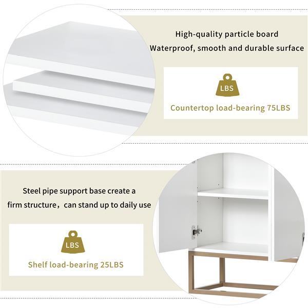 Modern Sideboard Elegant Buffet Cabinet with Large Storage Space for Dining Room, Entryway (White)