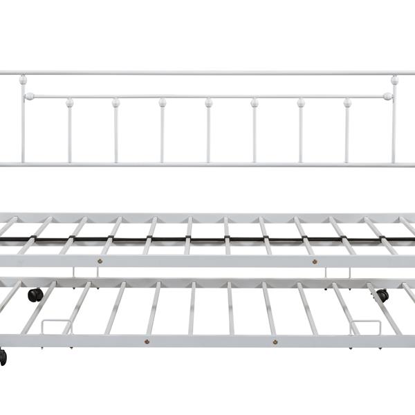 Metal Twin Daybed with Trundle/ Heavy-duty Sturdy Metal/ Noise Reduced/ Trundle for Flexible Space/ Vintage Style/ No Box Spring Needed