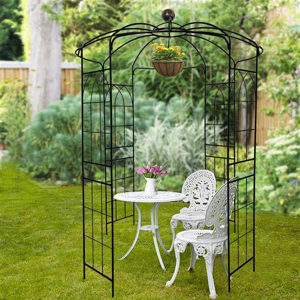 Metal Garden Arch Iron Garden Arbors Gazebo Dia81.3'' x 114.2'' High Birdcage Shape Pergola Pavilion for Wedding Ceremony
Outdoor Black