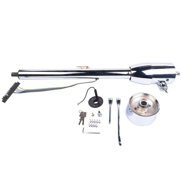 Chrome 30" Manual Tilt Steering Column Floor Shift GM Universal w/ Key+Adapter