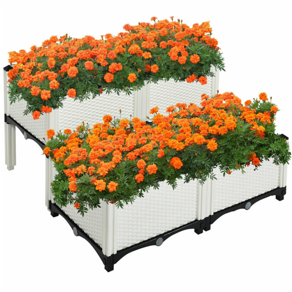 4PCS Elevated Planting Box White  ﻿