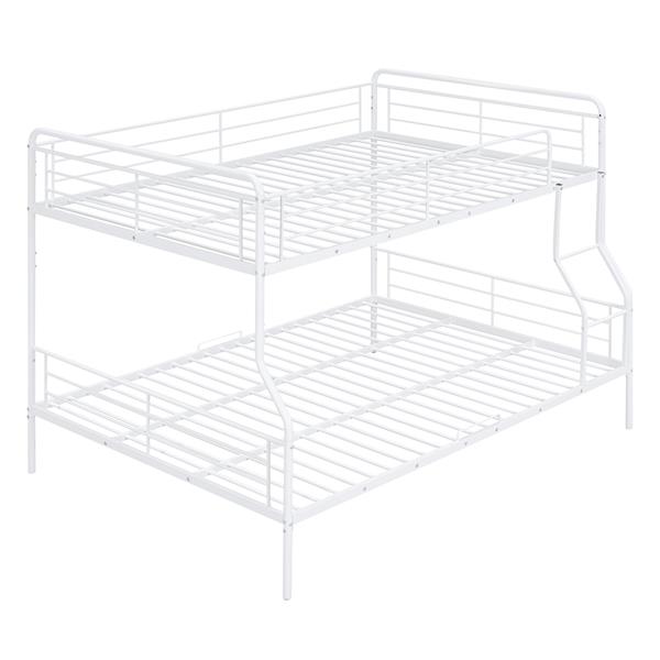 Full XL Over Queen Metal Bunk Bed, White