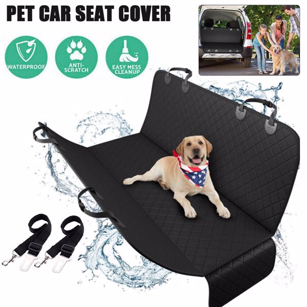 WATERPROOF CAR REAR BACK SEAT COVERS PET DOG PROTECTOR HAMMOCK MATS + 2 SEATBELT