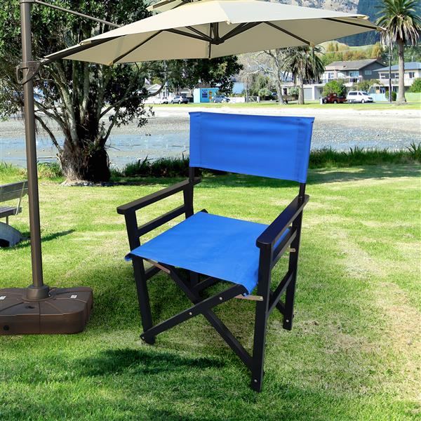 Folding Chair Wooden Director Chair Canvas Folding Chair  Folding Chair  2pcs/set   populus + Canvas (Color : Blue)