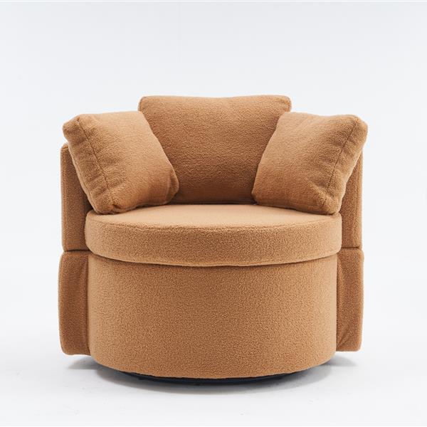 Fabric Swivel And Storage Chair With Back Cushion For Living Room,Khaki