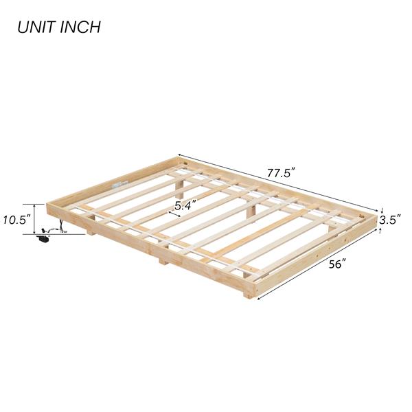 Full Size Floating Bed with LED Lights Underneath,Modern Full Size Low Profile Platform Bed with LED Lights,Natural