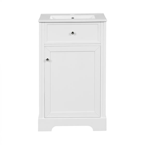 20" Bathroom Vanity with Sink, Bathroom Cabinet with Soft Closing Door, Storage Rack and Adjustable Shelve, White