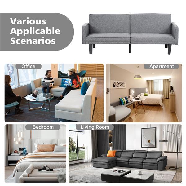 Futon Sofa Bed Convertible Sectional Sleeper Couch, Loveseat Bed with Tapered Legs for Living Room, Study, Dorm, Office