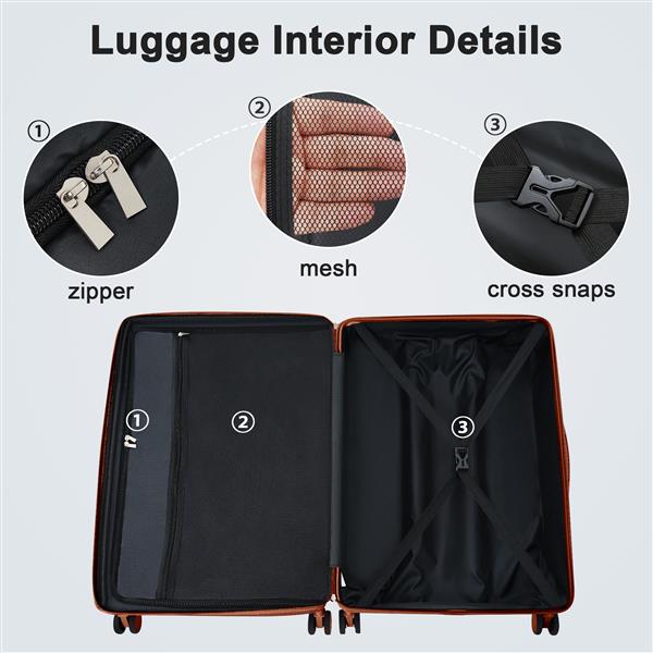 Contrast Color 3 Piece Luggage Set Hardside Spinner Suitcase with TSA Lock 20" 24' 28" Available