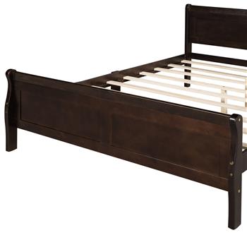 Full Size Wood Platform Bed with Headboard and Wooden Slat Support (Espresso)