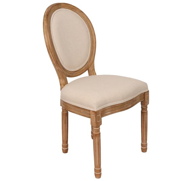 French Country Dining Chairs with Round Back Set of 2, Upholstered, Solid Wood Legs, Side Chairs for Living Room, Wedding Event- Cream