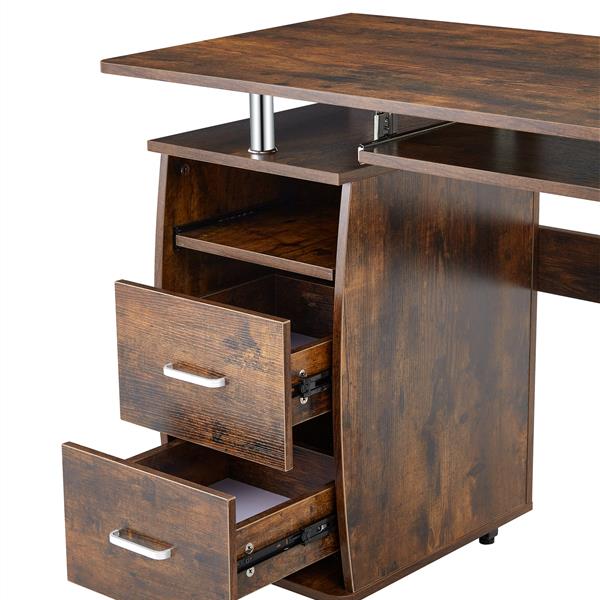 D&N solid wood computer Desk,office table with PC droller, storage shelves and file cabinet , two drawers, Ctray,a shelf used for planting, single , HPS, 47.24''L 21.65''W 34.35''H