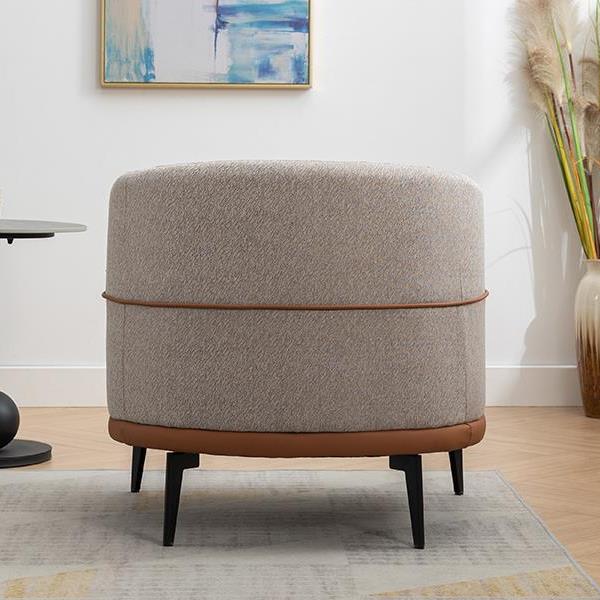 Modern Two-tone Barrel Fabric Chair, Upholstered Round Armchair for Living Room Bedroom Reading Room, Burnt Orange