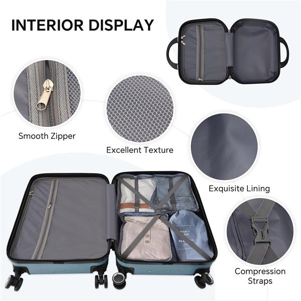 4 Piece Hard Shell Luggage Set,Carry on Suitcase with Spinner Wheels,Family Luggage Set,Dark Blue(12/20/24/28in)