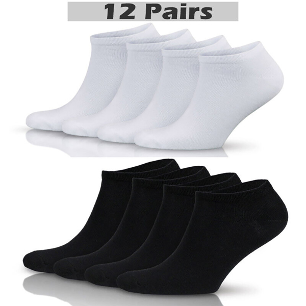 12 Pair Men Women Trainer Liner Ankle Socks Invisible Cotton Low Cut Sport Socks