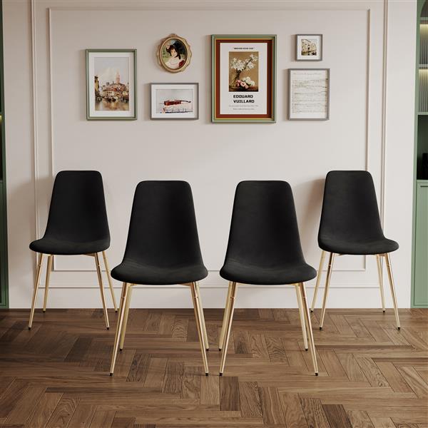 Fabric Dining Chairs Set of 4, Upholstered Armless Chairs, Classical Appearance and Metal Legs