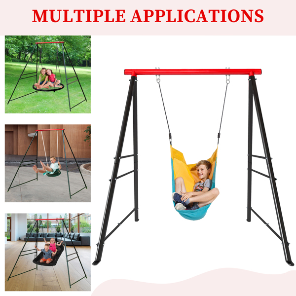 Swing Sets for Backyard, Swingset Outdoor for Kids, Toddler Porch Swing, Metal A-Frame Swing Stand for Indoor, Adult Backyard Swing Frame, Easy to Assemble, Red (without Swing)